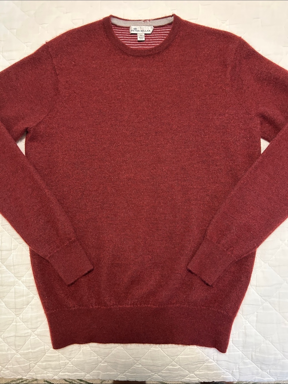 Peter Millar Men's Medium Maroon Cashmere-Blend Sweater